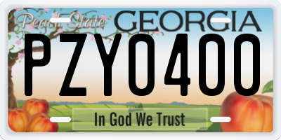 GA license plate PZY0400
