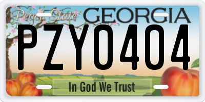 GA license plate PZY0404