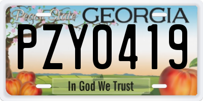 GA license plate PZY0419