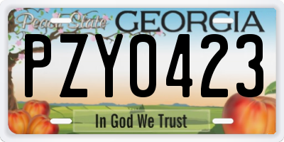 GA license plate PZY0423