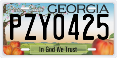 GA license plate PZY0425