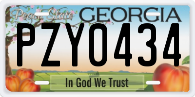 GA license plate PZY0434