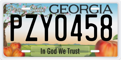 GA license plate PZY0458