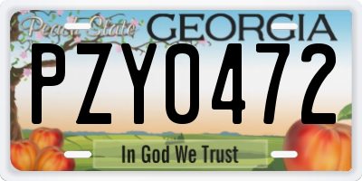 GA license plate PZY0472