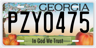 GA license plate PZY0475