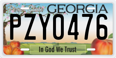 GA license plate PZY0476