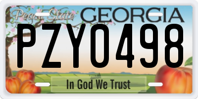 GA license plate PZY0498