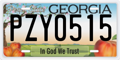 GA license plate PZY0515