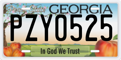 GA license plate PZY0525