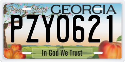 GA license plate PZY0621