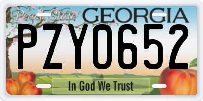 GA license plate PZY0652