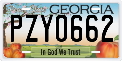 GA license plate PZY0662