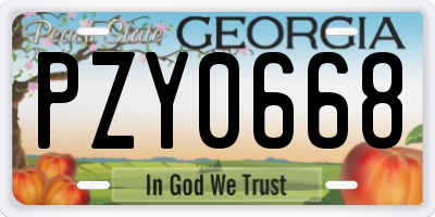 GA license plate PZY0668