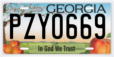 GA license plate PZY0669