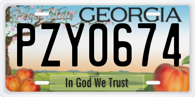 GA license plate PZY0674