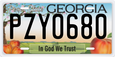 GA license plate PZY0680