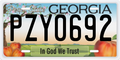 GA license plate PZY0692