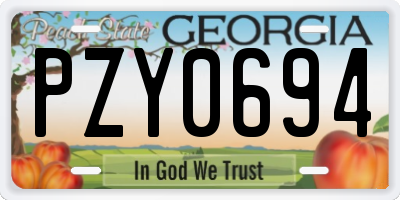 GA license plate PZY0694