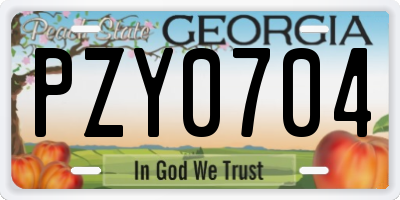 GA license plate PZY0704