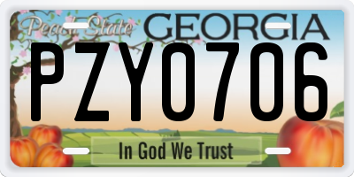 GA license plate PZY0706
