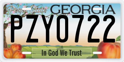 GA license plate PZY0722