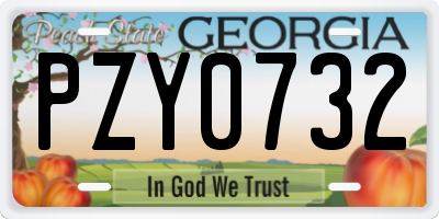 GA license plate PZY0732