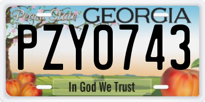 GA license plate PZY0743