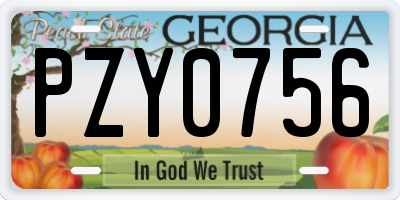 GA license plate PZY0756