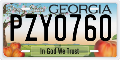 GA license plate PZY0760