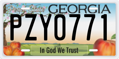 GA license plate PZY0771