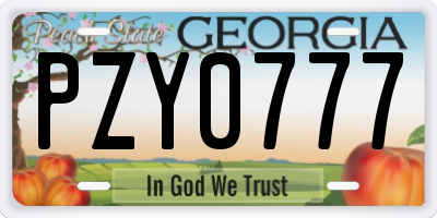 GA license plate PZY0777