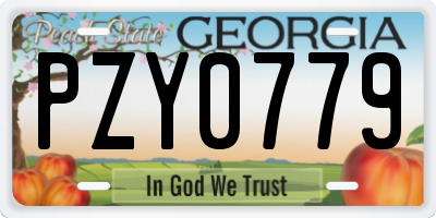 GA license plate PZY0779