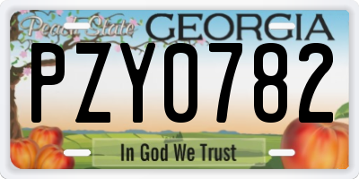 GA license plate PZY0782