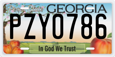 GA license plate PZY0786