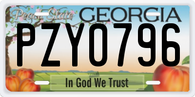GA license plate PZY0796
