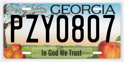 GA license plate PZY0807