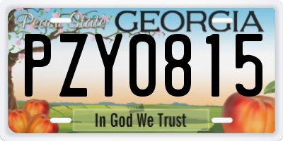 GA license plate PZY0815