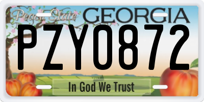 GA license plate PZY0872