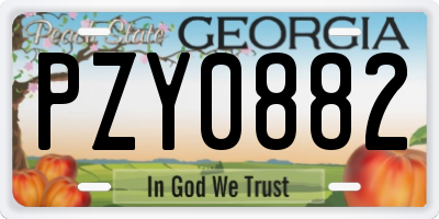 GA license plate PZY0882