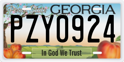 GA license plate PZY0924