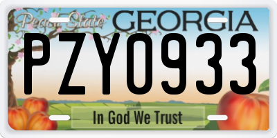 GA license plate PZY0933