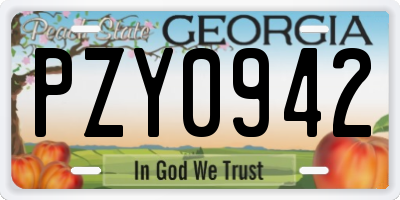 GA license plate PZY0942