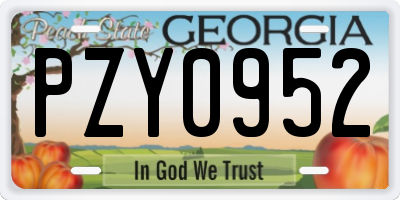 GA license plate PZY0952