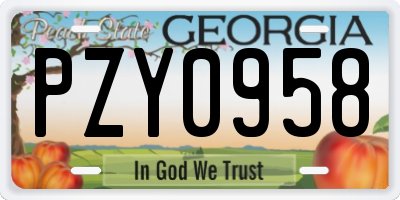 GA license plate PZY0958