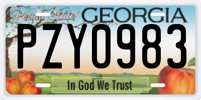 GA license plate PZY0983