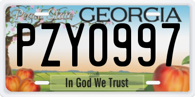 GA license plate PZY0997