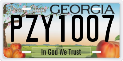 GA license plate PZY1007