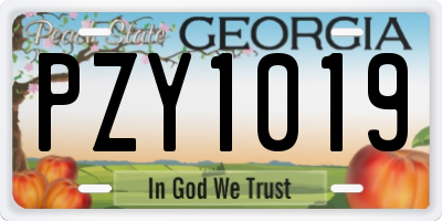 GA license plate PZY1019