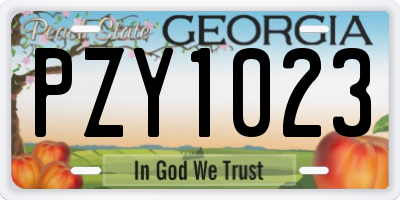 GA license plate PZY1023