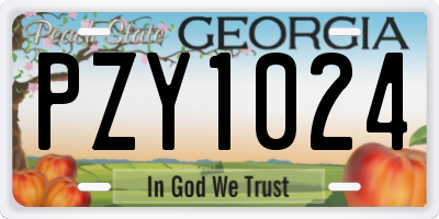 GA license plate PZY1024